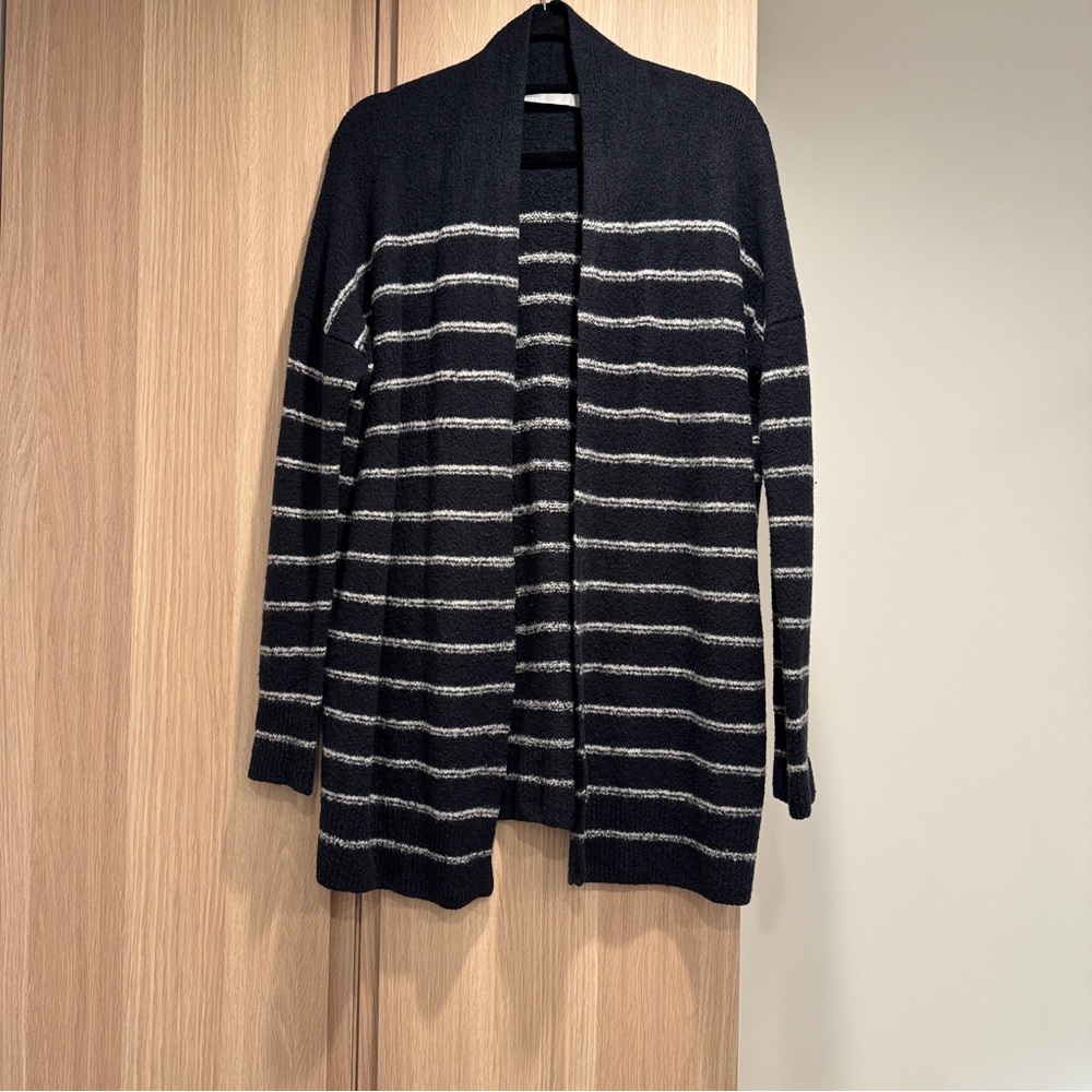 Vince Navy White Striped Open-Front Cardigan Sweater - Size M
